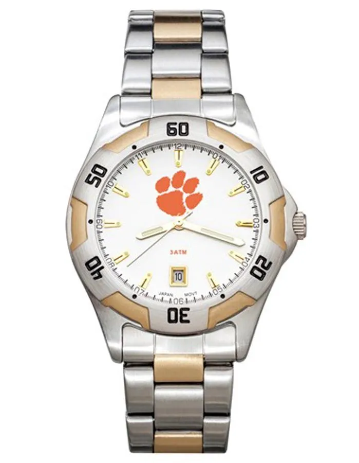 Clemson University All-Pro Mens Watch - Gold and Silver Tone - Bracelet