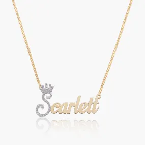 Crown Name Necklace w/ Iced Initial