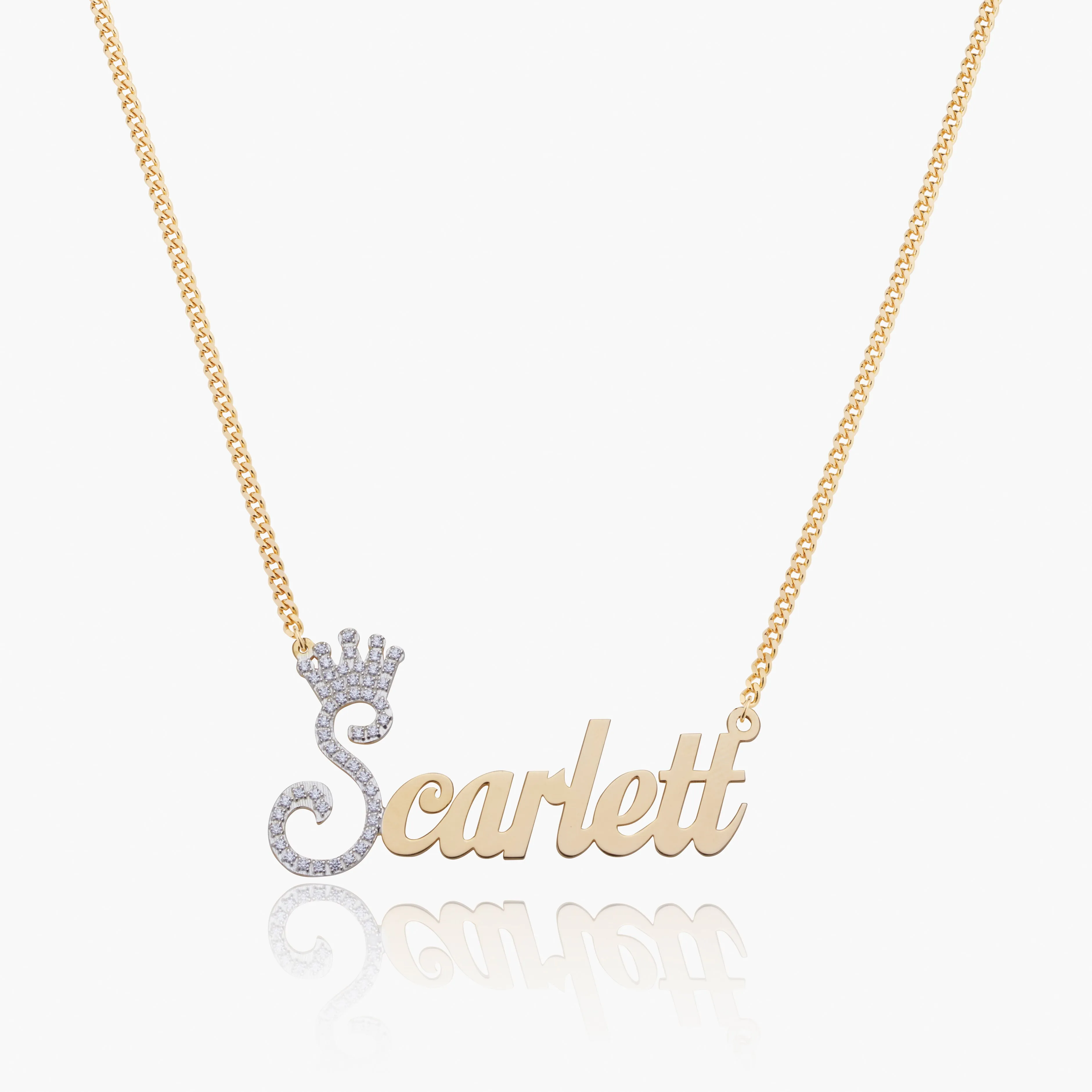 Crown Name Necklace w/ Iced Initial