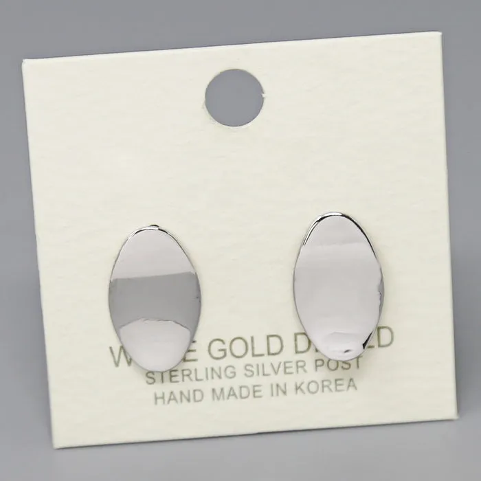 Curved Oval Shape Metal Stud Earrings