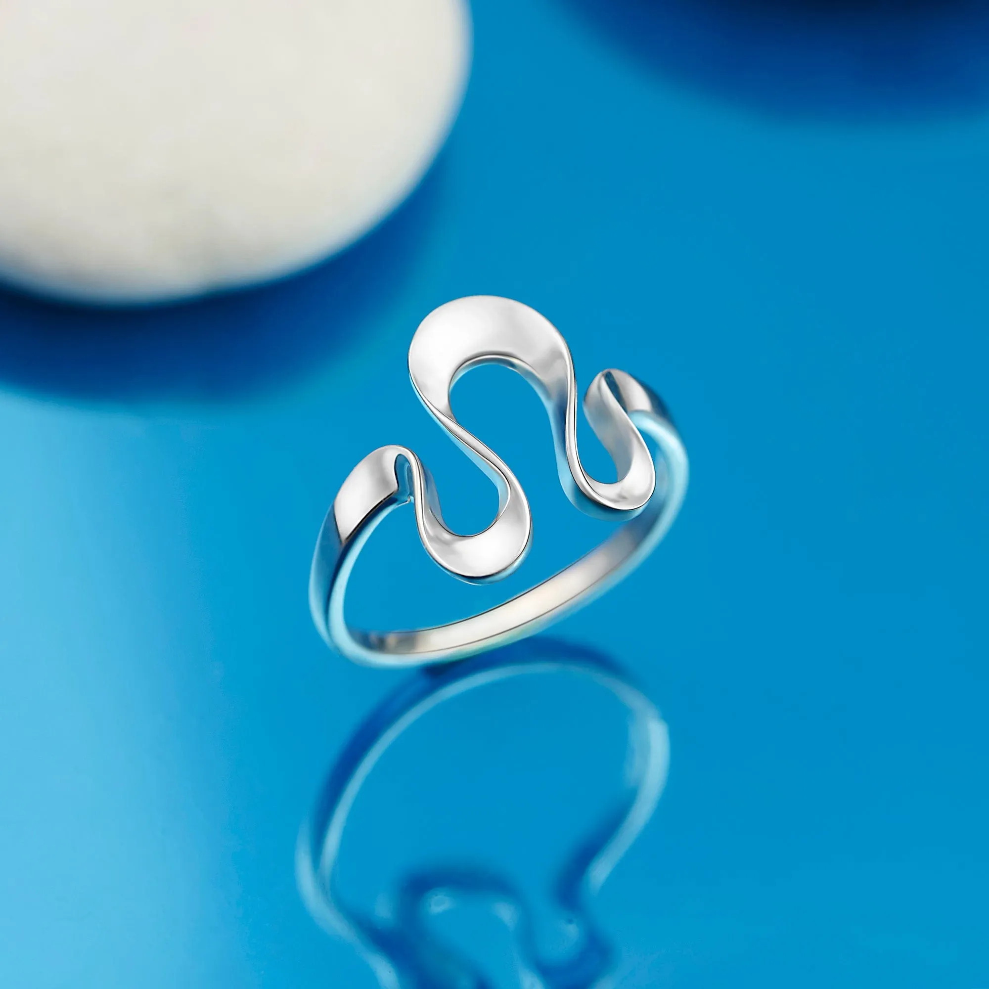 Curved Wave Ring Sterling Silver