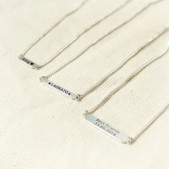 Customized name bar necklace