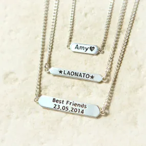 Customized name bar necklace