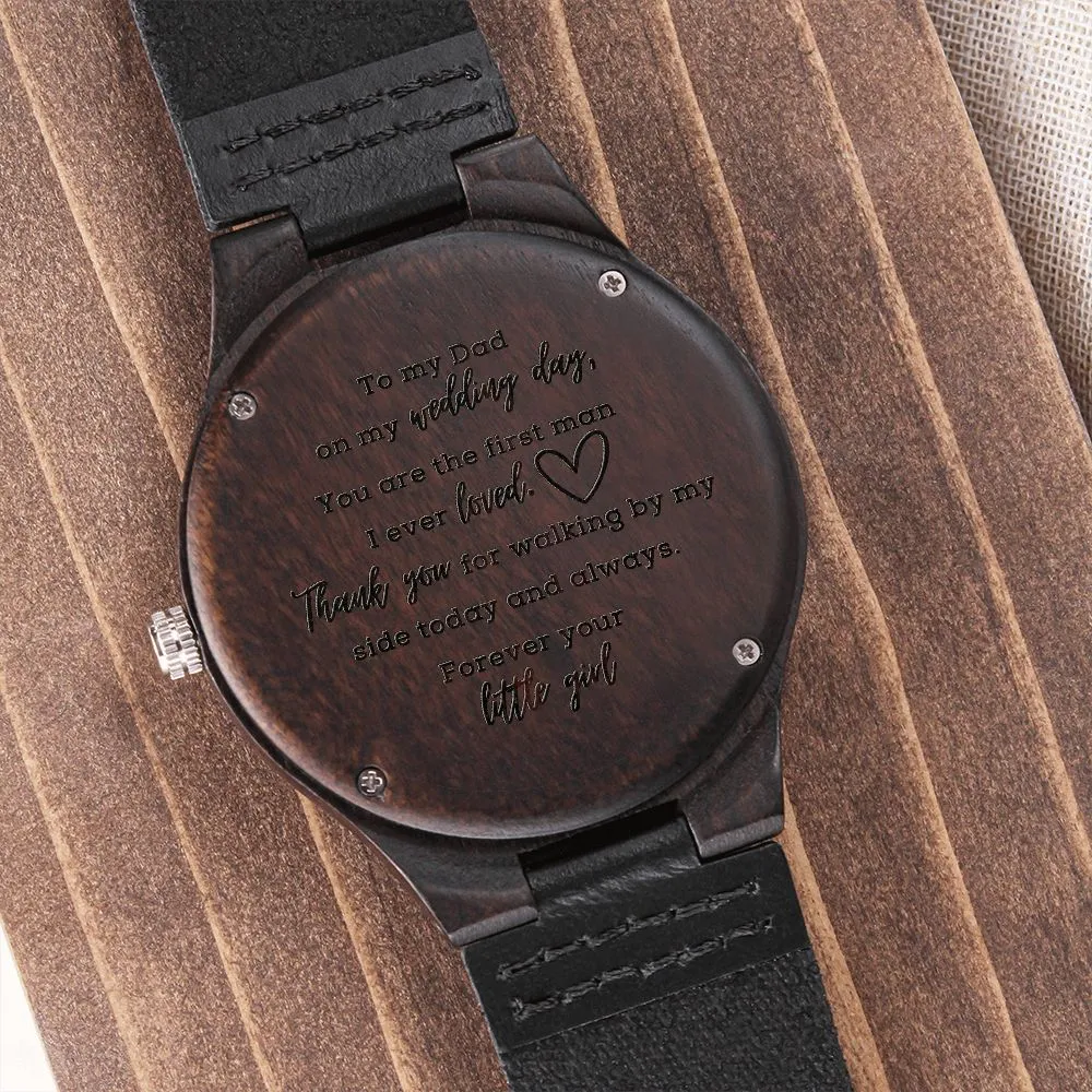 Cute To My Dad on My Wedding Day, Father of the Bride Gift from Daughter, Engraved Wooden Watch