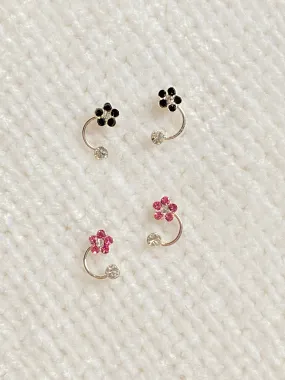 Cz Flower 925 Sterling Silver Stud Earrings