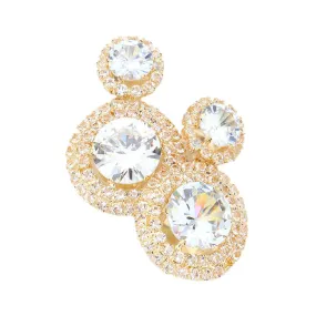 CZ Round Stone Dangle Evening Earrings