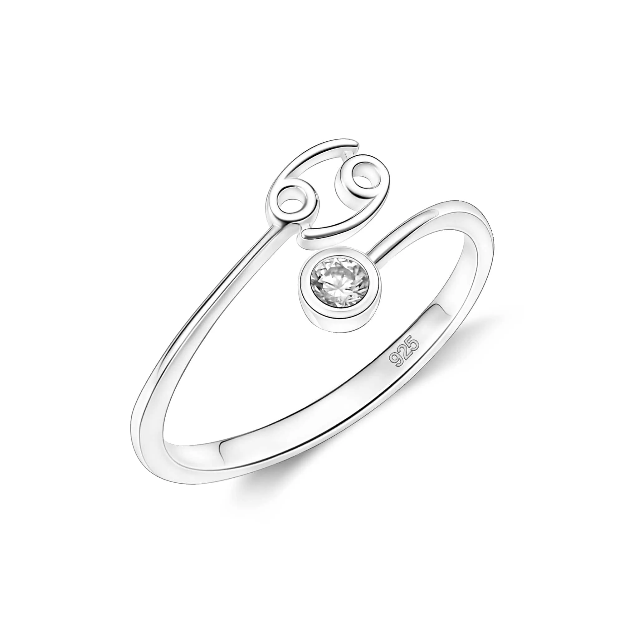 CZ Zodiac Ring Sterling Silver Adjustable 12 Constellation Rings