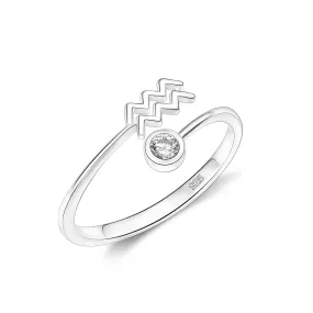 CZ Zodiac Ring Sterling Silver Adjustable 12 Constellation Rings