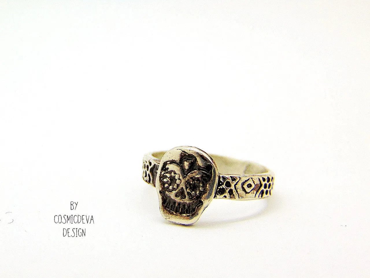 Day of the dead Sugar Scull Sterling Silver Ring, Dia De Los Muertos  US SIZE 7 Ring