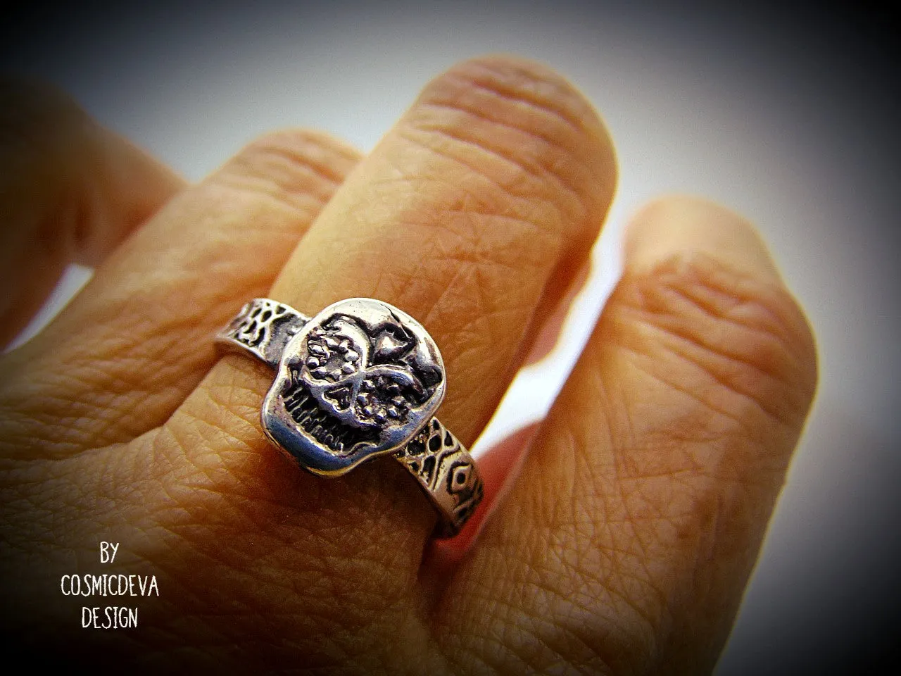 Day of the dead Sugar Scull Sterling Silver Ring, Dia De Los Muertos  US SIZE 7 Ring