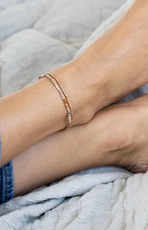 Delicate Iolite and Sunstone: Wrap Bracelet & Necklace