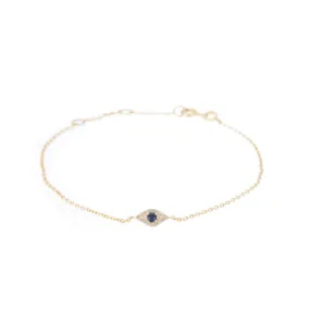 Diamond and Sapphire Evil Eye Bracelet, 14ky