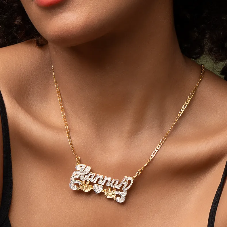 Double Plated Love Bird Name Necklace