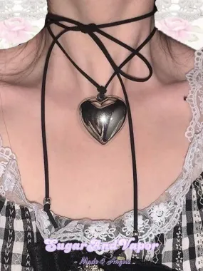 Eat My Heart Black Lace-up Choker