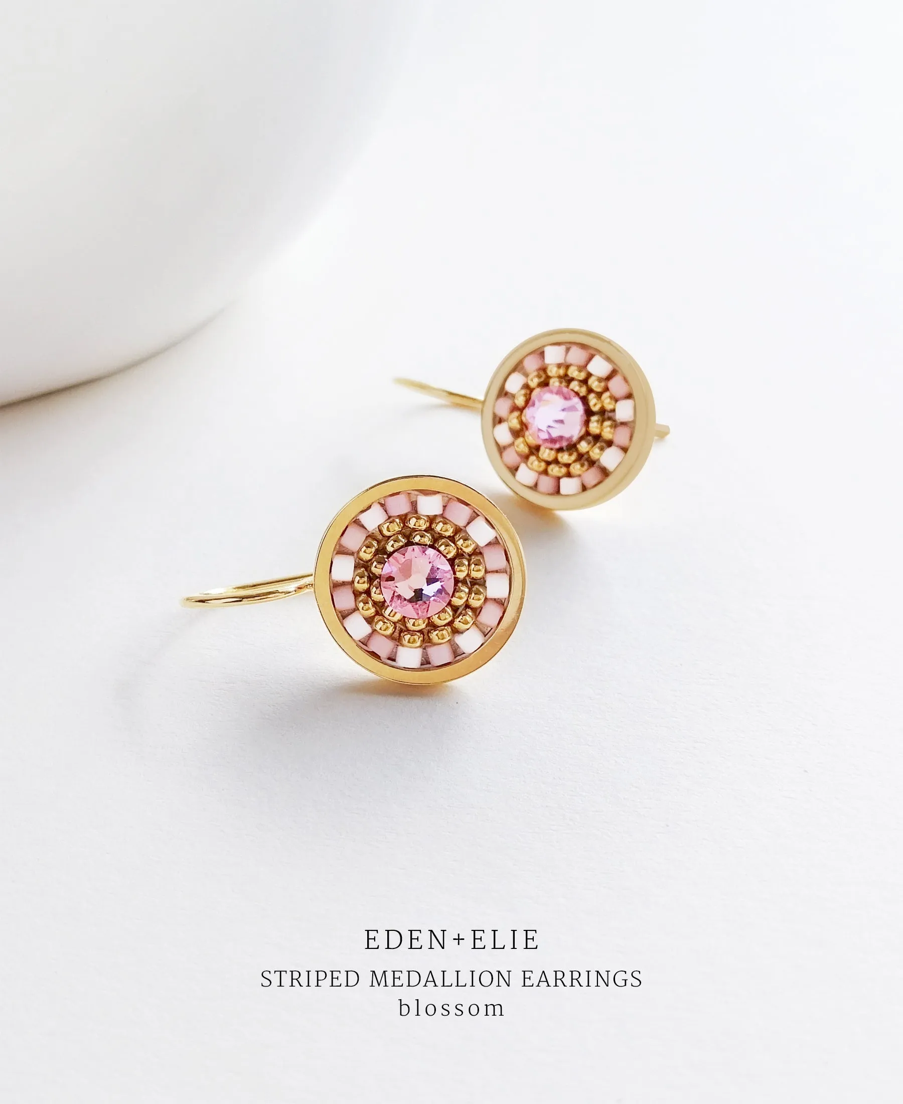 EDEN   ELIE Striped Medallion drop earrings - blossom