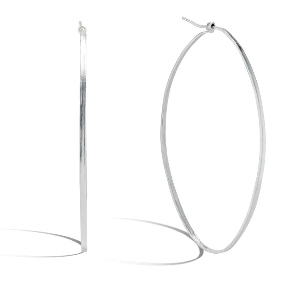 Elsa Sterling Silver Hammered Oval Hoop