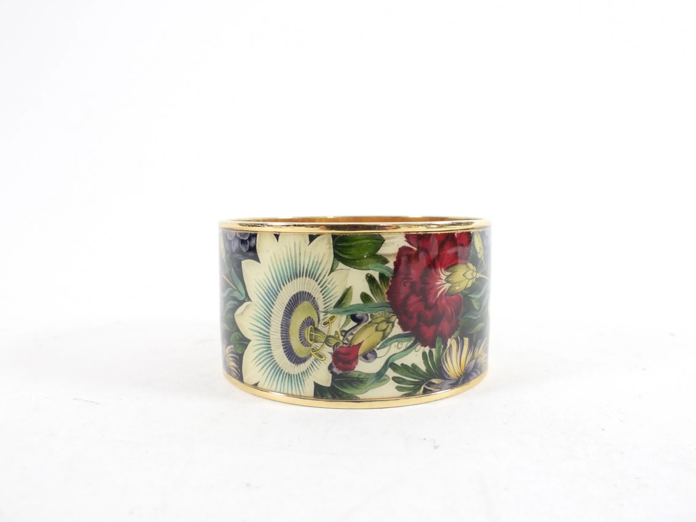 Erwin Pearl Floral Enamel Wide Bangle Bracelet