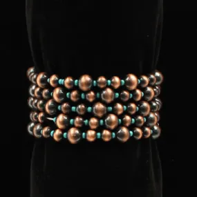 FAUX COPPER NAVAJO PEARL STRETCH BRACELET