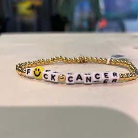 F*CK Cancer Gold Beaded Bracelet