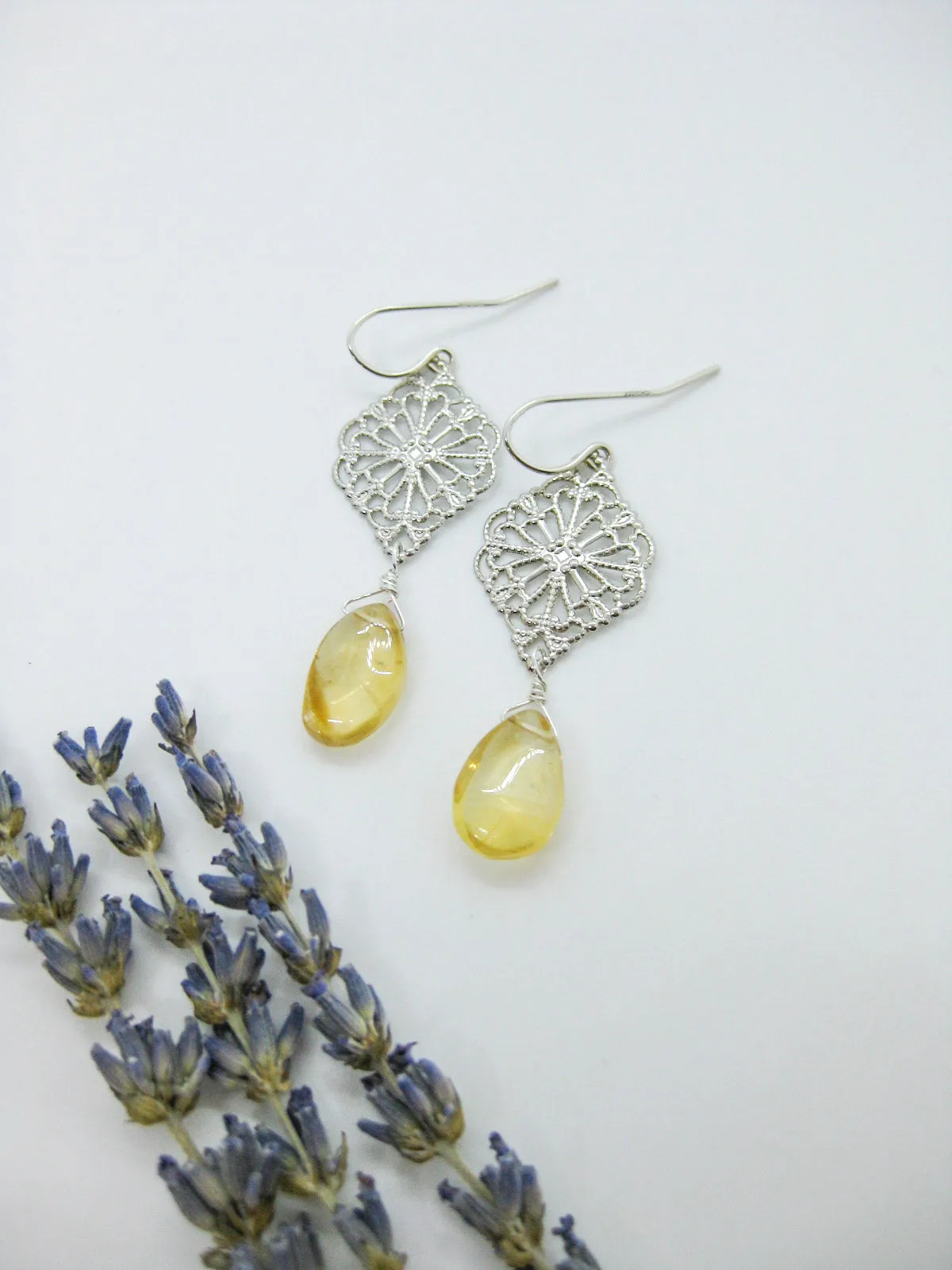 Fern: Citrine Earrings - e624