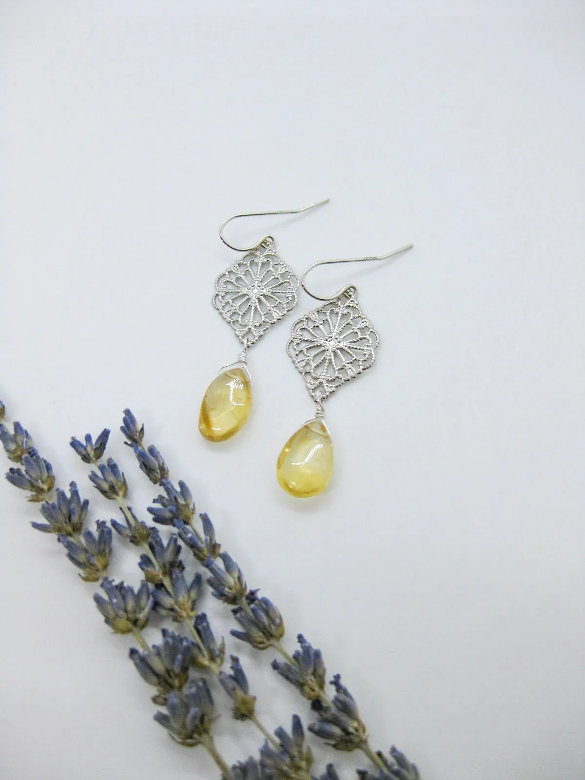 Fern: Citrine Earrings - e624