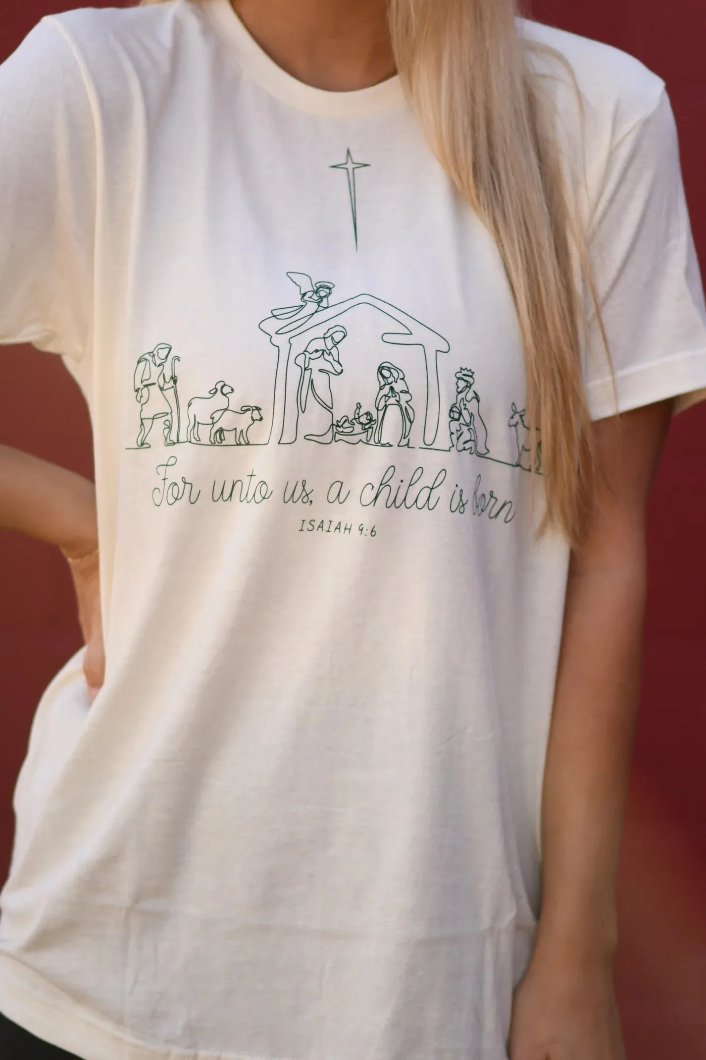 For Unto Us Nativity Sketch Graphic Tee