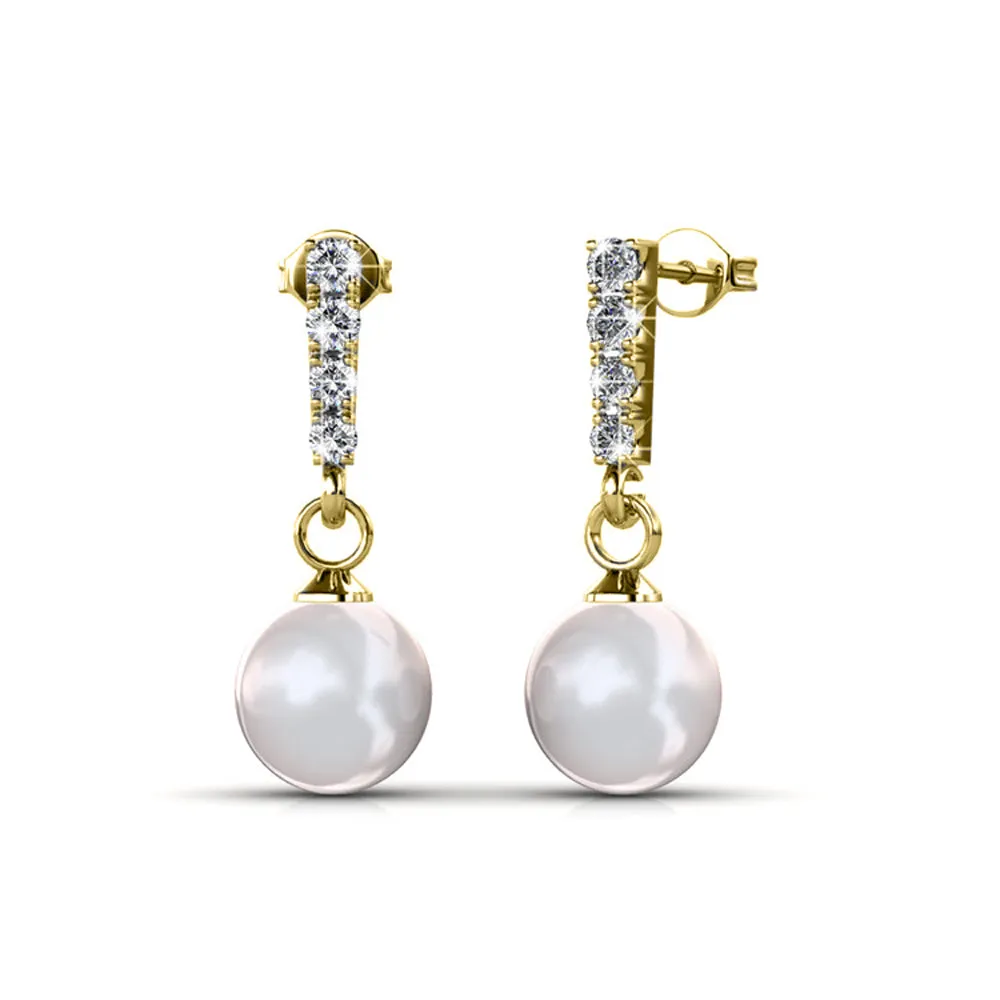 Gabrielle 18k White Gold Simulated Pearl Drop Earrings