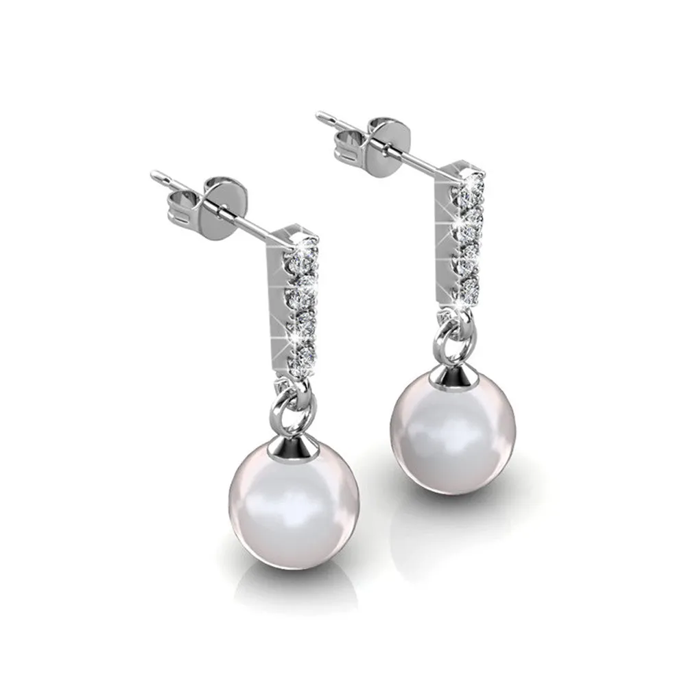 Gabrielle 18k White Gold Simulated Pearl Drop Earrings