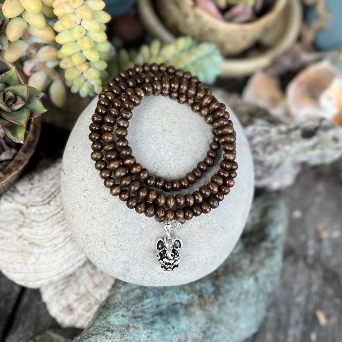 Ganesha's Wisdom - Wood Wrap Bracelet