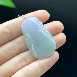 Genuine Purple Green Jadeite Jade "Good Luck Bamboo" Pendant Necklace