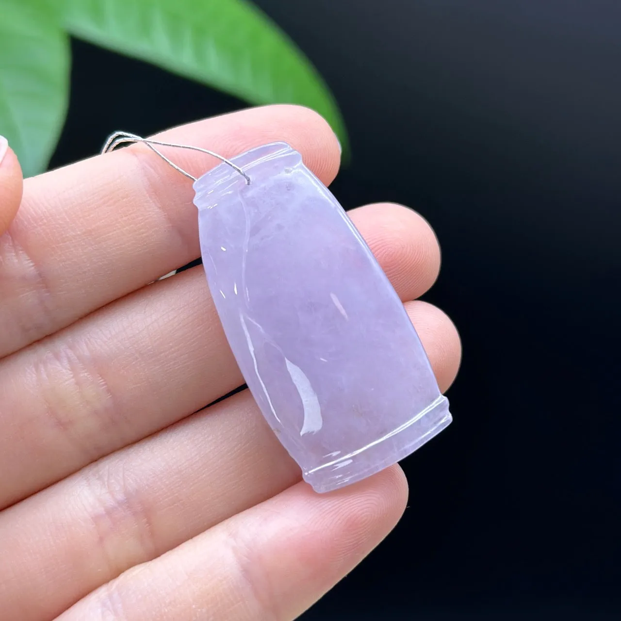 Genuine Purple Jadeite Jade "Good Luck Bamboo" Pendant Necklace