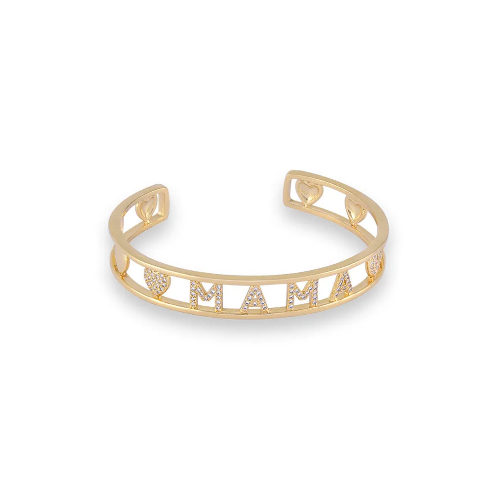 Gold Hollow Love Mama Cuff Bangle