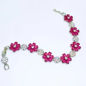 G.Silver Pink Stone Flower Bracelet.