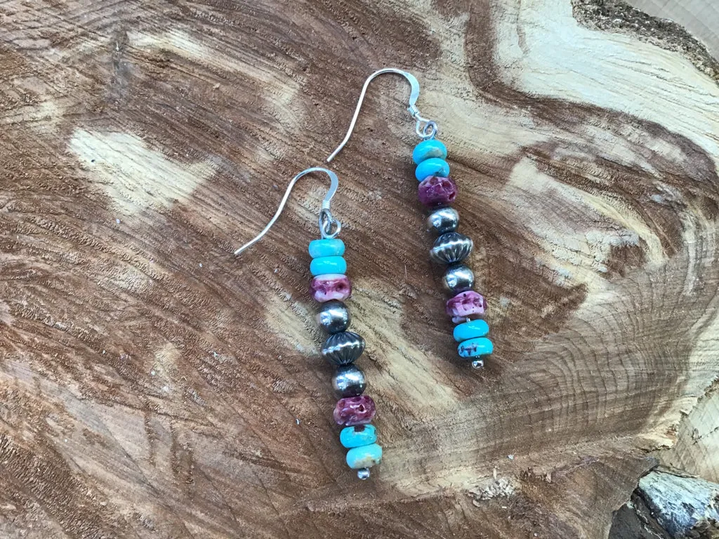 Handmade Turquoise & Spiny Sterling Earrings