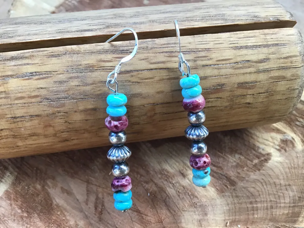 Handmade Turquoise & Spiny Sterling Earrings