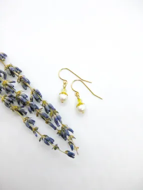 Heather: Citrine Pearl Earrings - e700