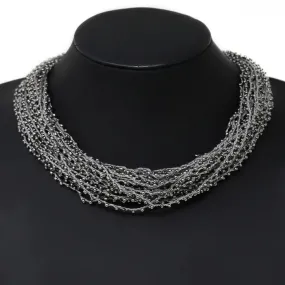 Hematite Gray Seed Bead Multi Strand Necklace