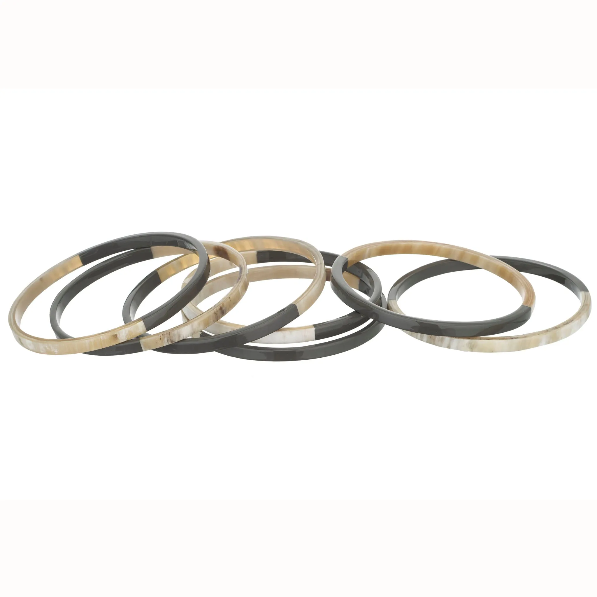 Horn Bangle Set With Lacquer