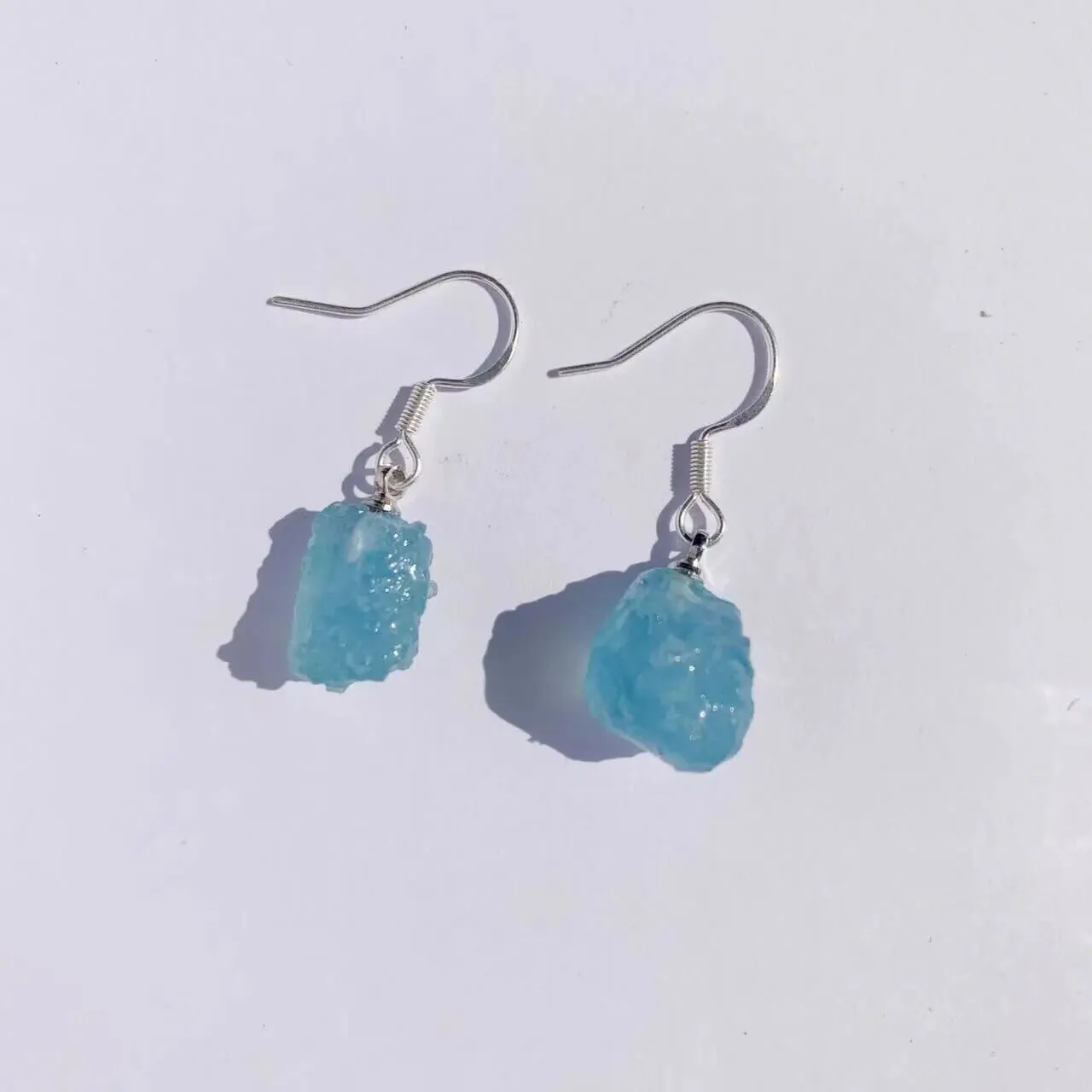 Irregular Aquamarine Stones Earrings Pendant Necklace Jewelry