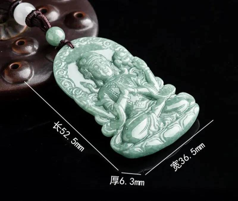 Jadeite Guanyin Pendant - Four Arms Fengshui Charms