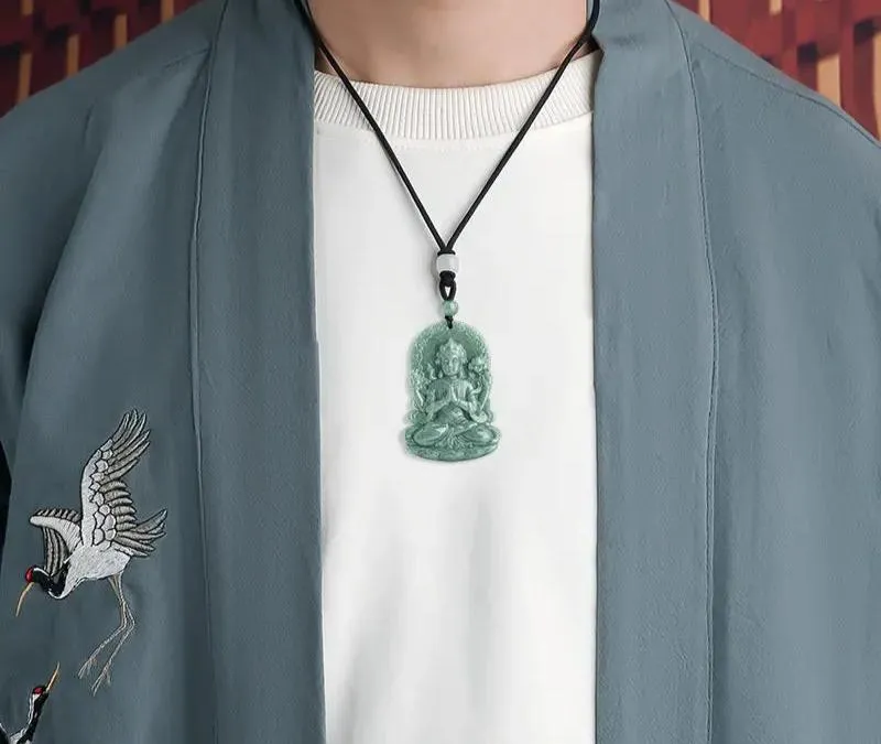 Jadeite Guanyin Pendant - Four Arms Fengshui Charms