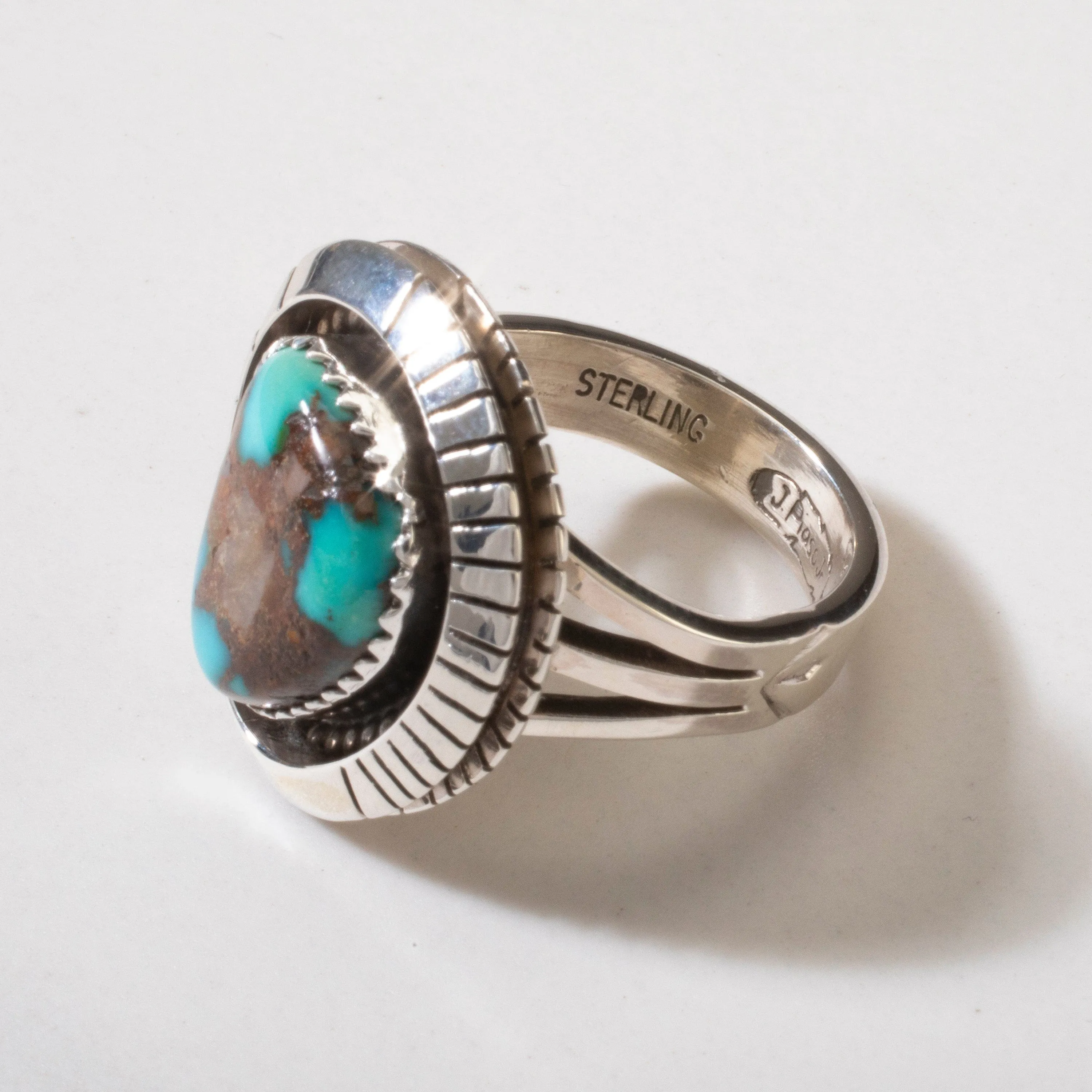 Joe Piaso Jr.  King Manassa Turquoise Navajo USA Native American Made 925 Sterling Silver Ring