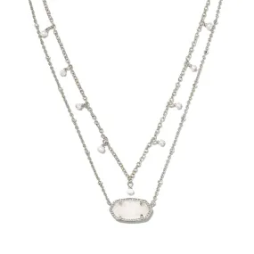 Kendra Scott Elisa Pearl Multi Strand Necklace - Silver Iridescent Drusy