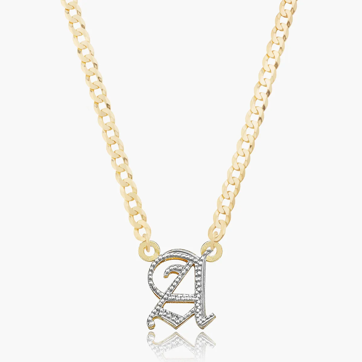 Kid's Double Plated Gothic Initial Necklace