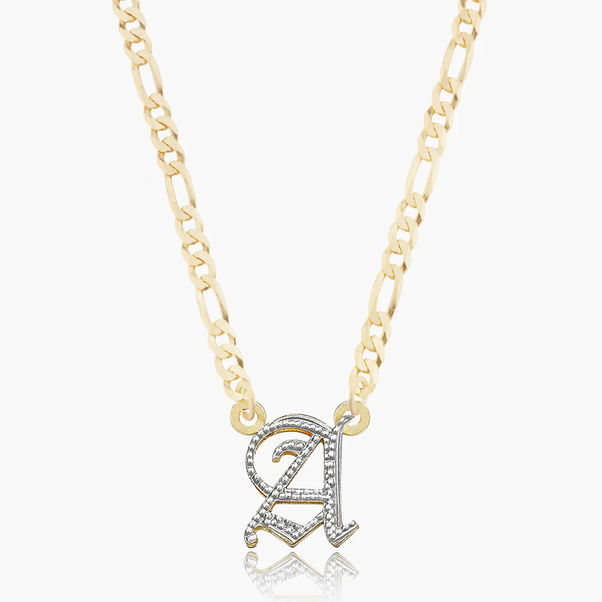 Kid's Double Plated Gothic Initial Necklace