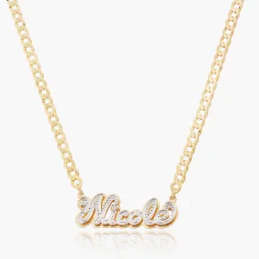 Kid's Double Plated Iced Out Script Name Necklace