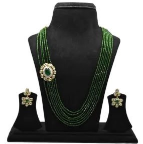 Kundan Pendent with Emralds Beads Necklace By Asp Fashion Jewellery