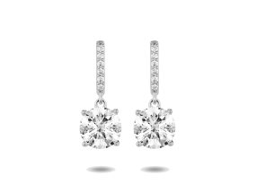 Lab-Grown Diamond 2ct. tw. Round Brilliant Solitaire Drop Earrings | White