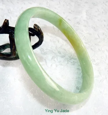 Large/Men's Kiss of Yellow Burmese Jadeite Jade Bangle Bracelet 72mm (BB2860)