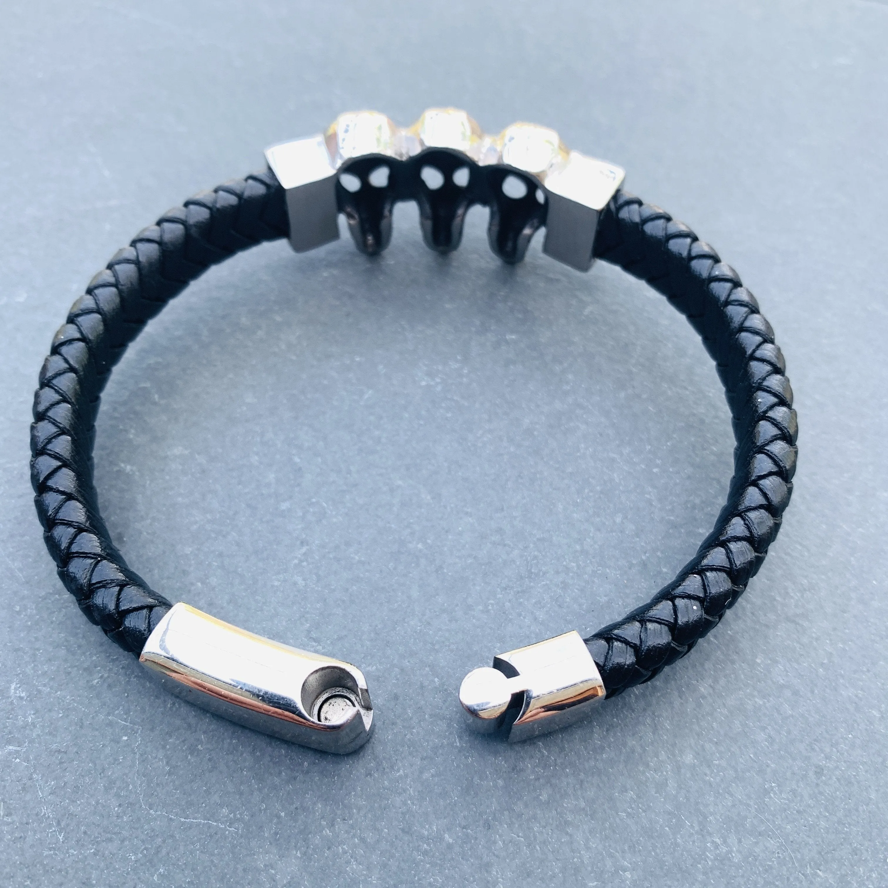 Leather & Stainless Steel - Scarface Bracelet - B46